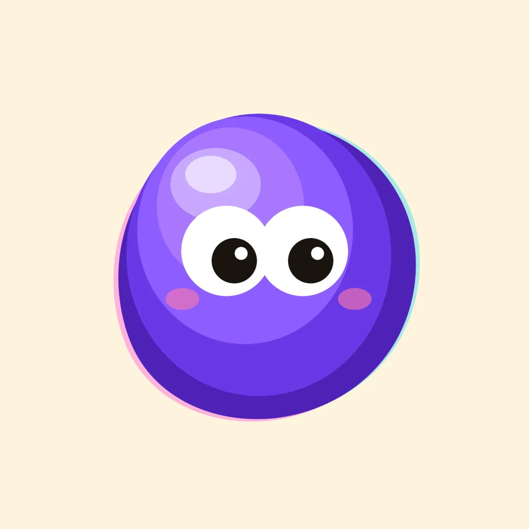 Zoop, the Zoop mascot: a wobbling translucent jelly blob with two googly eyes, mid-bob.